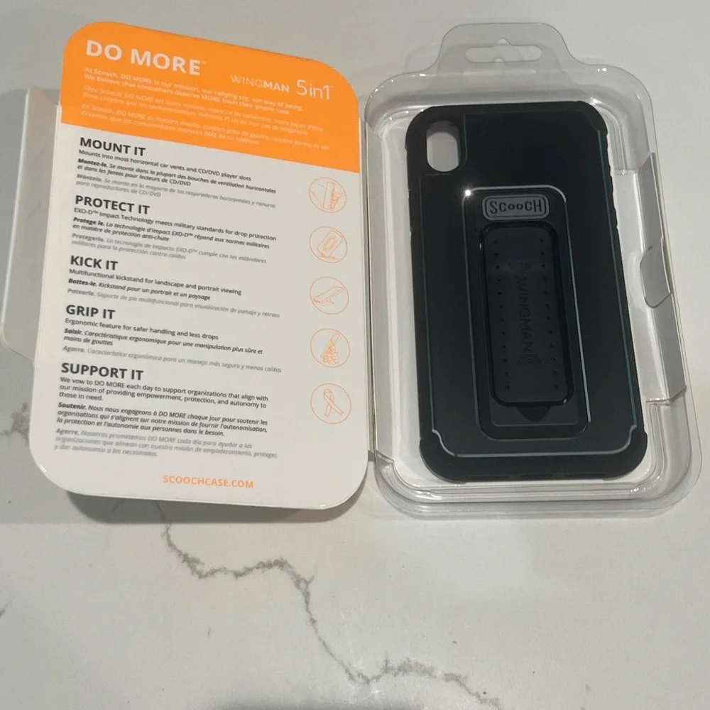 NWT Scooch Wingman 5in1 Phone Case Accessory - Black/Orange